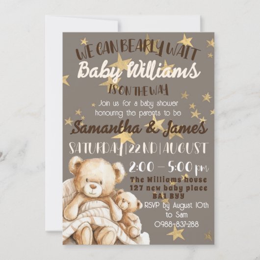 Wir können es kaum erwarten Baby Shower Einladung (Vorderseite)