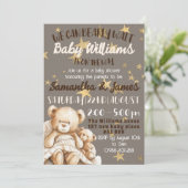 Wir können es kaum erwarten Baby Shower Einladung (Stehend Vorderseite)