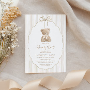 Wir können es kaum erwarten Baby Shower Junge Beig Einladung
