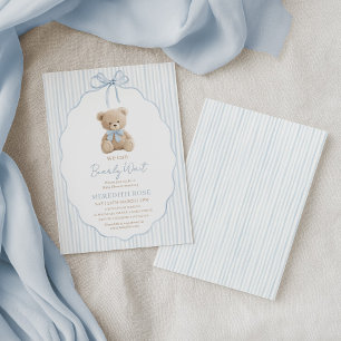 Wir können es kaum erwarten Baby Shower Junge Blau Einladung