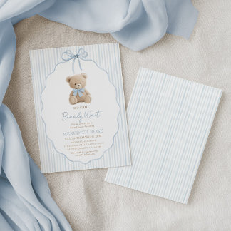 Wir können es kaum erwarten Baby Shower Junge Blau Einladung