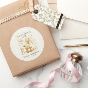 Wir können es kaum erwarten, Baby Shower  Runder Aufkleber