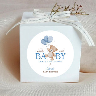 Wir können es kaum erwarten, Baby Shower Runder Aufkleber