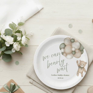 Wir können es kaum erwarten Baby Shower Teller