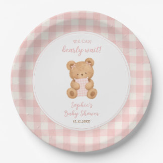 Wir können es kaum erwarten Bär Mädchen Baby-Party Pappteller