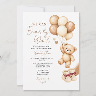 Wir können es kaum erwarten Bär mit Ballon-Baby-Pa Einladung