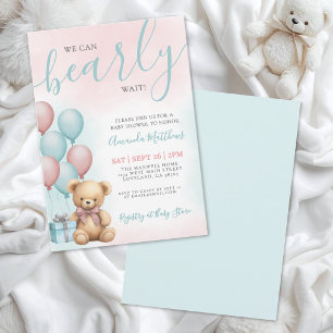 Wir können es kaum erwarten Bären-Baby-Party Einladung