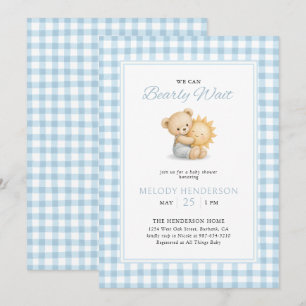Wir können es kaum erwarten Blaues Teddybär-Baby-S Einladung