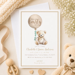 Wir können es kaum erwarten Braun Teddy Bär Baby S Einladung