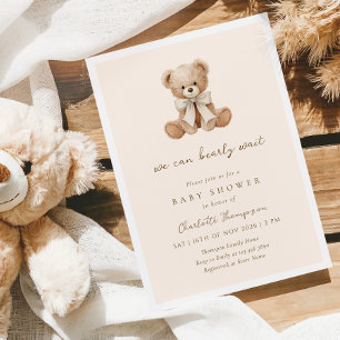 Wir können es kaum erwarten Braune Babyparty Einladung