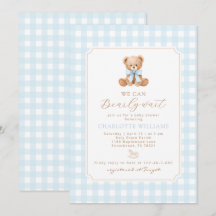 Wir können es kaum erwarten Gingham Teddybär Baby-
