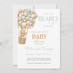Wir können es kaum erwarten, Junge Bär Baby Shower Einladung