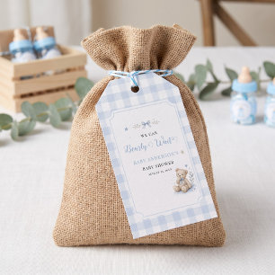 Wir können es kaum erwarten Klassischer Teddy Blau Geschenkanhänger
