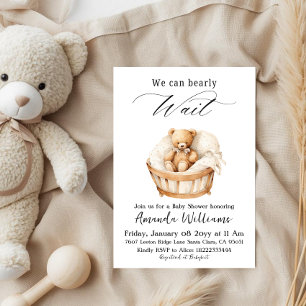 Wir können es kaum erwarten Neutrales Teddybär-Bab Einladung