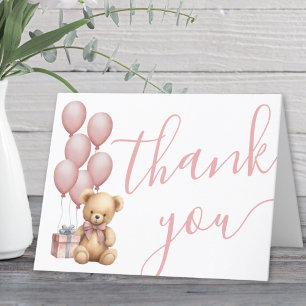 Wir können es kaum erwarten Pink Girl Baby Shower Dankeskarte