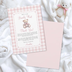 Wir können es kaum erwarten Rosa Bär Baby-Party Dankeskarte
