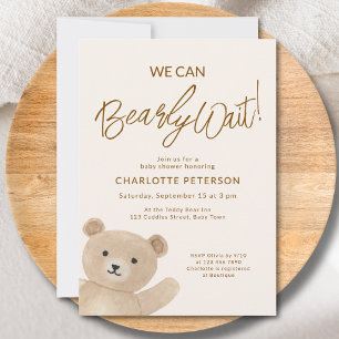 Wir können es kaum erwarten Süßer Bär Baby Shower Einladung