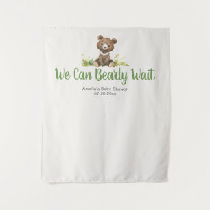 Wir können es kaum erwarten Süßer Bär Baby Shower Wandteppich
