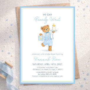Wir können es kaum erwarten, süßer blauer Teddy Bä Einladung