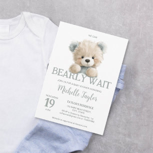 Wir können es kaum erwarten Süßer Teddybär Baby Sh Einladung