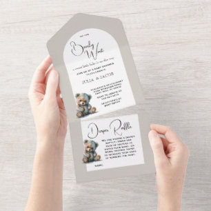 Wir können es kaum erwarten Teddy Bär Baby Shower All In One Einladung