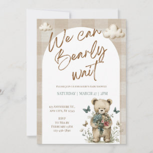 Wir können es kaum erwarten Teddybär-Baby-Party-Ei Einladung