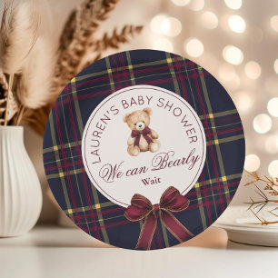 Wir können es kaum erwarten Teddybär-Baby-Party Pappteller