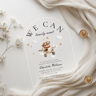 Wir können es kaum erwarten! Teddybär & Flugzeug Acryleinladungen