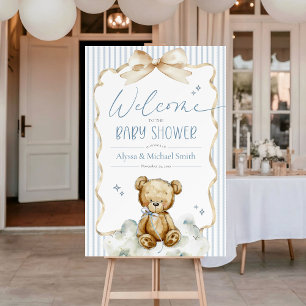 Wir können es kaum erwarten Teddybär-Junge-Baby-Pa Poster