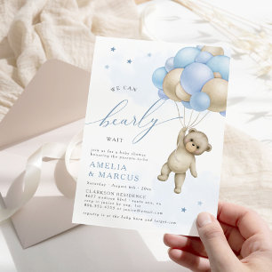 Wir können es kaum erwarten Teddybär Junge Babypar Einladung