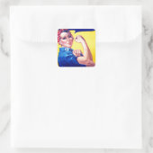 Wir können es mit dem Riveter machen Quadratischer Aufkleber (Tasche)