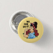 Wir können es Rockabilly Rosie Feminist machen Button (Vorne & Hinten)
