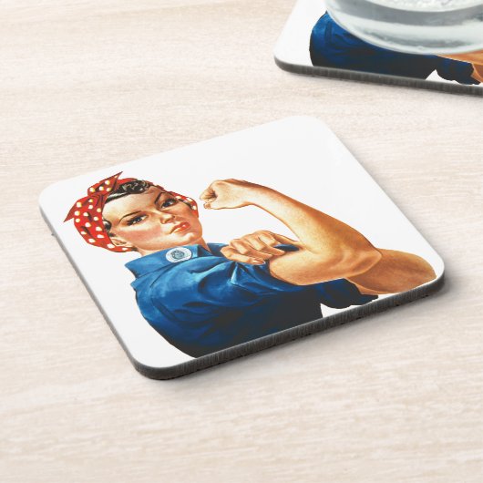 Wir können es Rosie machen, der Riveter Women Powe Getränkeuntersetzer (Linke Seite)