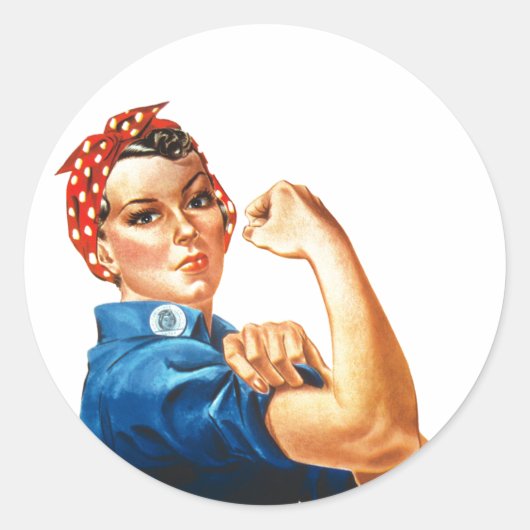 Wir können es Rosie machen, der Riveter Women Powe Runder Aufkleber (Vorderseite)