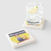 Wir können es Rosie Riveter machen Steinuntersetzer (Seitenansicht)