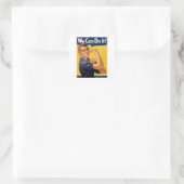 Wir können es tun! quadratischer aufkleber (Tasche)