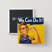 Wir können es tun! Rosie der Nieteneinschläger Button (Vorne & Hinten)