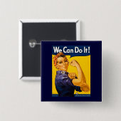 Wir können es tun! Rosie der Nieteneinschläger Button (Vorne & Hinten)