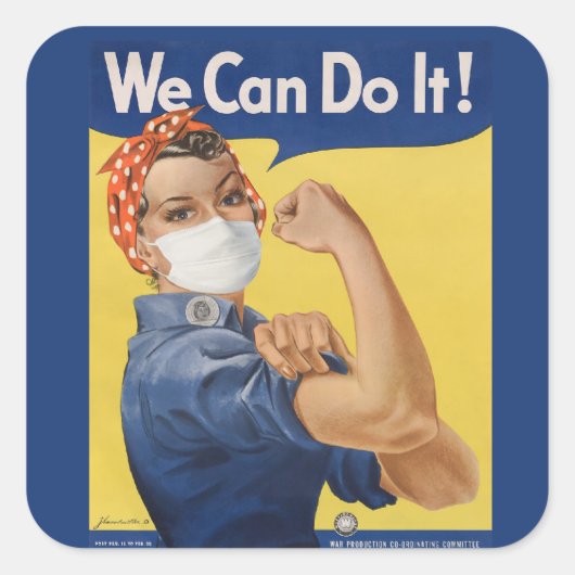 Wir können es tun! Rosie the Riveter 2020 Quadratischer Aufkleber (Vorderseite)