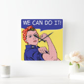Wir können es tun! Rosie The Riveter Pop Art Remix Quadratische Wanduhr (Zuhause)