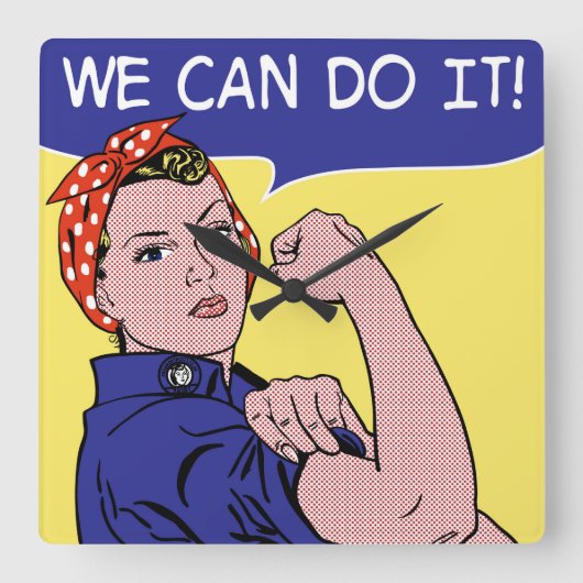 Wir können es tun! Rosie The Riveter Pop Art Remix Quadratische Wanduhr (Vorderseite)