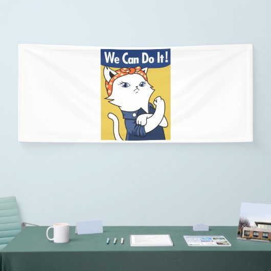 Wir können es tun! White Cat Rosie The Riveter Banner (Messe)