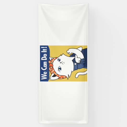 Wir können es tun! White Cat Rosie The Riveter Banner (Vertikal)