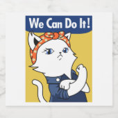 Wir können es tun! White Cat Rosie The Riveter Bierflaschenetikett (Einzelnes Label)