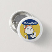 Wir können es tun! White Cat Rosie the Riveter But Button (Vorne & Hinten)