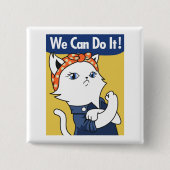Wir können es tun! White Cat Rosie The Riveter Button (Vorderseite)