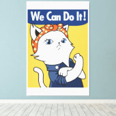 Wir können es tun! White Cat Rosie The Riveter Leinwanddruck (Insitu (Holzboden))