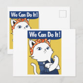 Wir können es tun! White Cat Rosie The Riveter Postkarte (Vorne/Hinten)