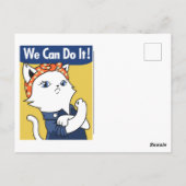 Wir können es tun! White Cat Rosie The Riveter Postkarte (Rückseite)