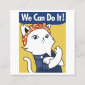 Wir können es tun! White Cat Rosie The Riveter Quadratische Visitenkarte (Rückseite)